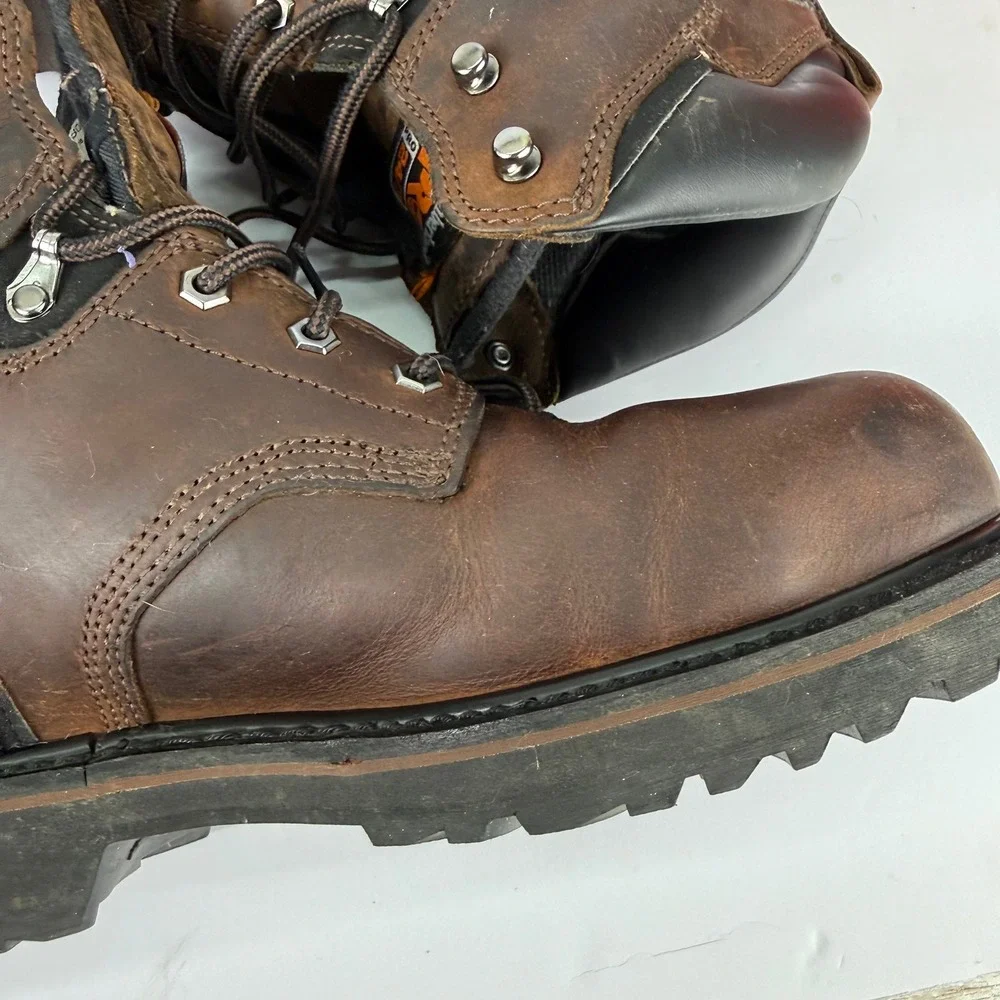 Timberland‎ PRO Work Boots Mens 11.5M Brown Steel Toe Leather Resistor A6801
